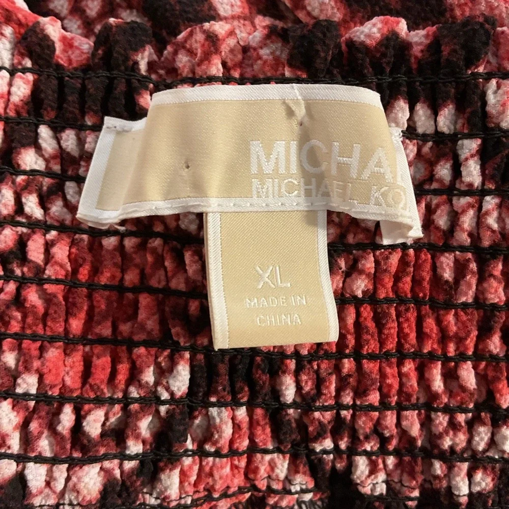 Michael Kors Red‎ and Black Snake Print off shoulder Blouse size XL